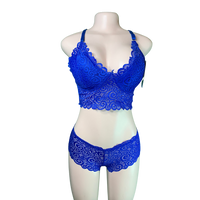 2-piece sexy Blue lingerie lace suit Bra Set