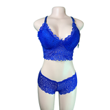 2-piece sexy Blue lingerie lace suit Bra Set