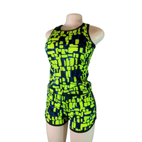 Neon Green and Black 2 piece Short set - Crop top