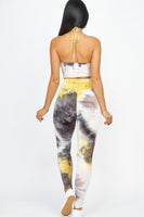 Tye-Dye Ruched Crop Top & Leggings Set