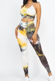 Tye-Dye Ruched Crop Top & Leggings Set