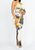 Tye-Dye Ruched Crop Top & Leggings Set