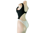 Black and white swimsuit Gold waist