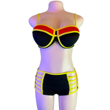 Black, Red & Yellow 2 Piece Swimsuit