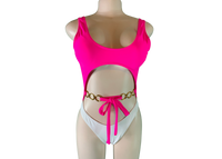 Pink and White swimsuit