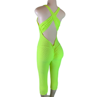 Women's Neon Green Sexy Butt Lift Capri Jumpsuit Scrunch Butt Shaping