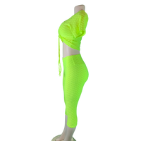 Neon Yellow Women's Sexy Butt Lift Capri Leggings set Scrunch Butt Shaping