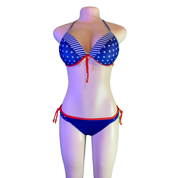 Blue and White Polka Dot Swimsuit