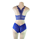 2-piece sexy Blue lingerie lace suit Bra Set