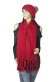 Knit scarf and pom pom beanie set (5 Colors)