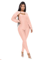 Pink Solid Top With Camisole Jumpsuits 2 Piece Outfits